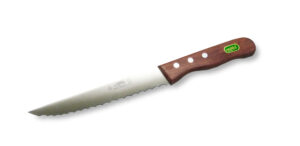 Pfiffikus - Brotmesser Rückenspitz - feine Anritzspitze - brauner Holzgriff - 17 cm Klinge